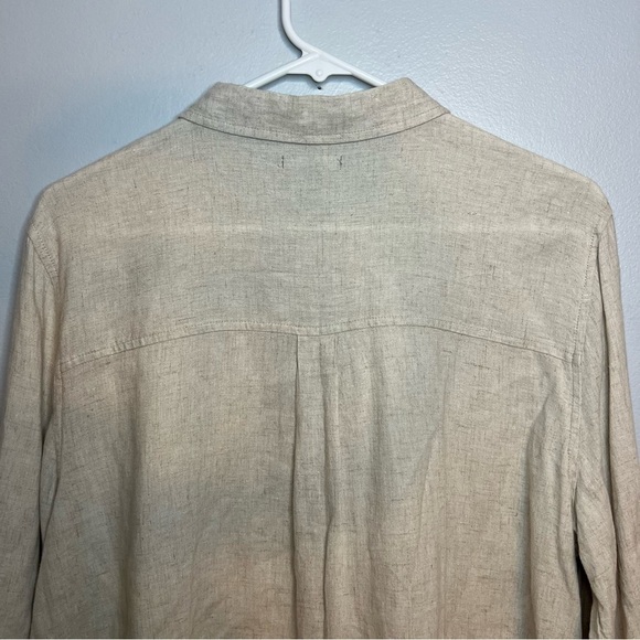 Falls Creek Linen Rayon Button Up Shirt Neutral Beige Sz L Minimalist Natural - Picture 10 of 10